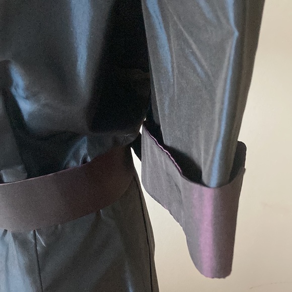 Taffeta navy & purple belted dress NWT - Picture 6 of 7